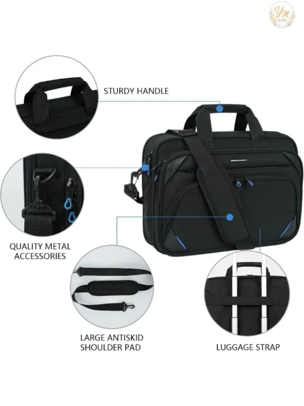 Water-Repellent Canvas Polyester Laptop Briefcase for 15.6